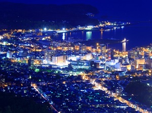 Night view of central Otaru from Mt.Tengu