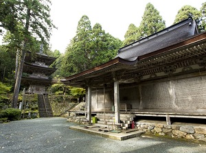 Main hall and three-story pagoda of Myotsuji